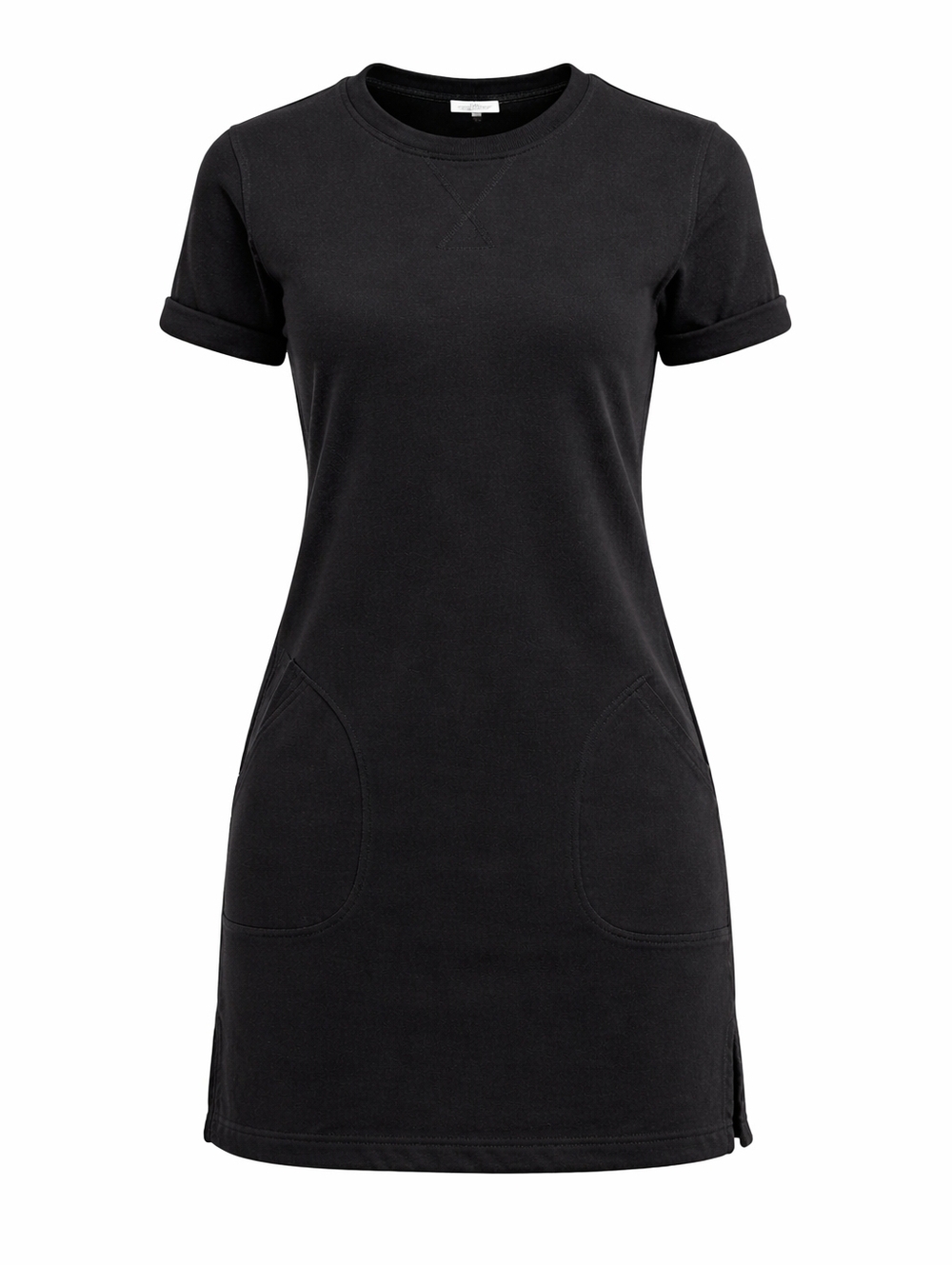 Athleta Uptempo Sweatshirt Dress Black Short Sleeve Cotton Pockets Size S